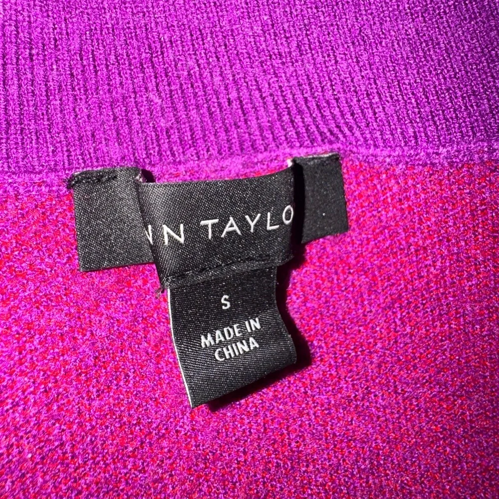 Ann Taylor Fair Isle Turtleneck Sweater Small Purple Red Knit‎ Winter Cozy
